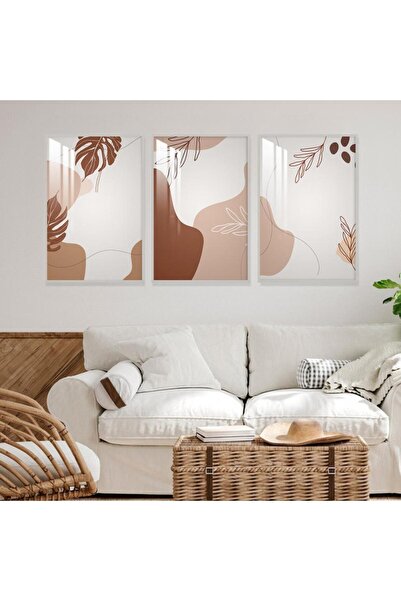 SND ثلاث لوحات جدارية خشبية بتصميم الفن البوهيمي مع برواز خشبي فضي و طبقة من الاكريلك الشفاف