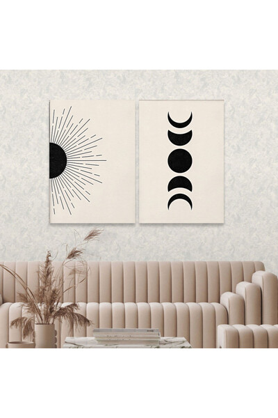 SND لوحة قماشية ثنائية بتصميم مودرن مع برواز فضي مجوف