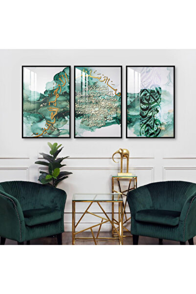 4gdran ثلاث لوحات جدارية خشبية مع برواز خشبي اسود و طبقة من الاكريلك الشفاف