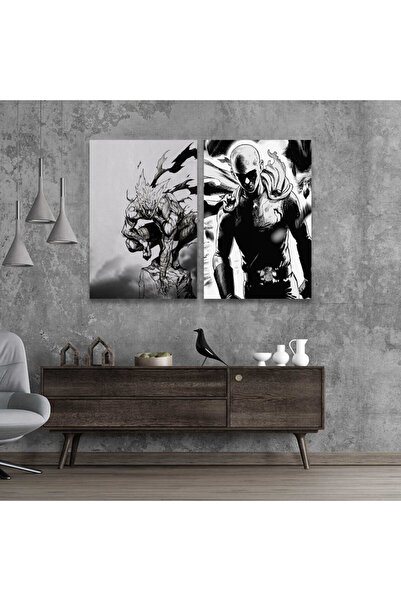 4gdran لوحة قماشية ثنائية بتصميم أنمي مع برواز بني مجوف