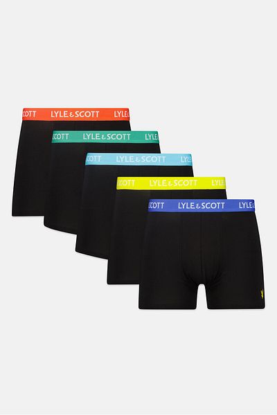 Lyle & Scott Men 5 Pack Brand Logo Boxer Trunk, Black
