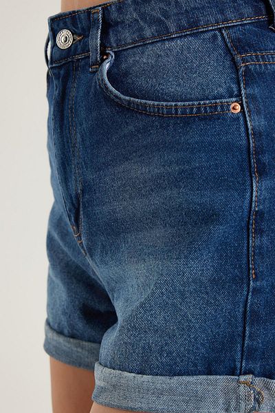 Tudors Дамски светлосин дънков къс панталон Slim Fit Slim Cut от 100% памук с прегънати крачоли