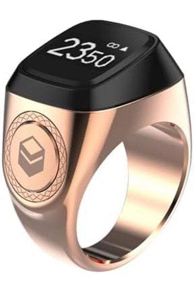 iqibla Smart Tasbih Zikr Ring- Muslim Prayer- Prayer Timing Reminder (18MM Metal, Rose Gold)