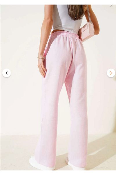 Elysira Women's Drawstring Waist High Waist Linen Look Palazzo Pants