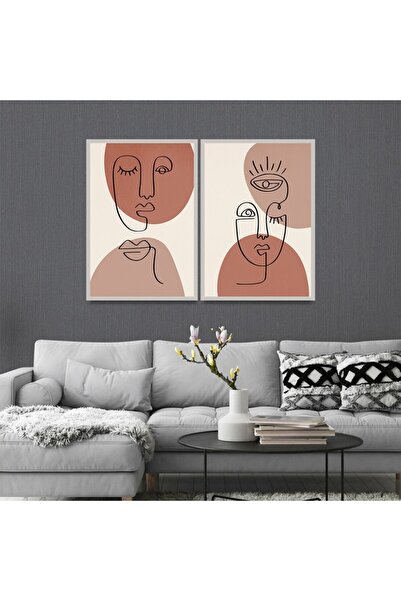 Marktna لوحة قماشية ثنائية بتصميم الفن البوهيمي مع برواز فضي مجوف