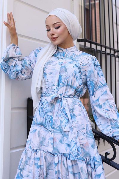 benguen Φόρεμα Hijab με σχέδιο Navy Blue 554