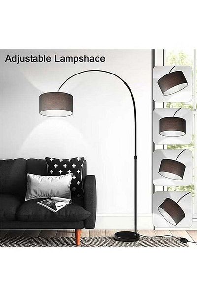 fulina Floor Lamp With Led Bulb,Metal 12W,with Remote Control,Black,185x38cm