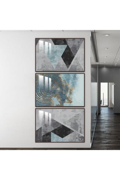 SND ثلاث لوحات جدارية خشبية مع برواز خشبي شامبين و طبقة من الاكريلك الشفاف