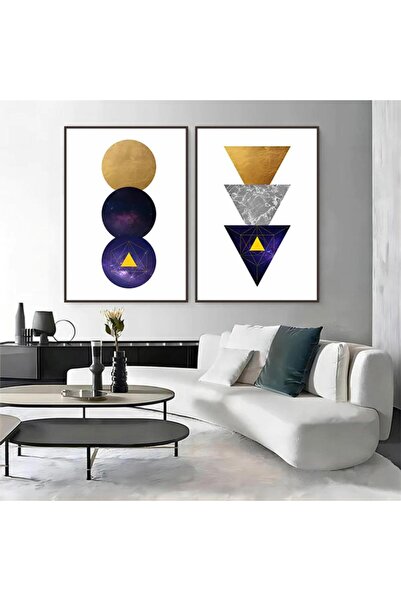 4gdran لوحة قماشية ثنائية بتصميم تجريدي مع برواز شامبين مجوف