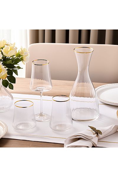 Aryıldız Crystal Gold 37 Piece Water Set for 12 People