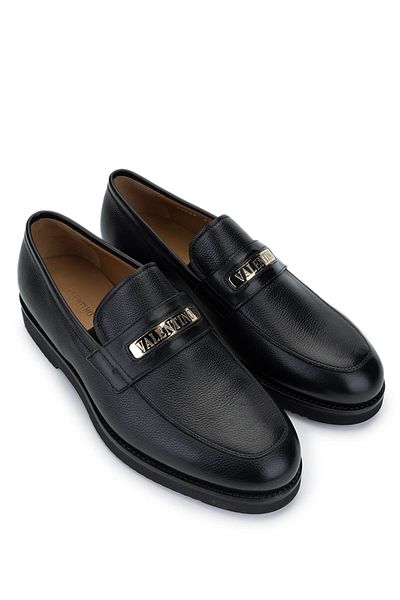 Valentino Men's Genuine Leather Black Loafer Shoes