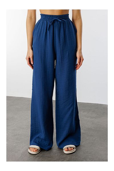 Elysira Women's Drawstring Waist High Waist Linen Look Palazzo Pants