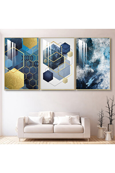 SND ثلاث لوحات جدارية خشبية مع برواز خشبي شامبين و طبقة من الاكريلك الشفاف