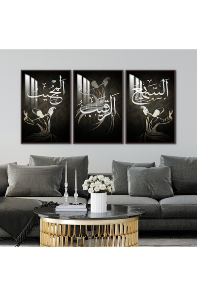 SND ثلاث لوحات جدارية خشبية مع برواز خشبي شامبين و طبقة من الاكريلك الشفاف