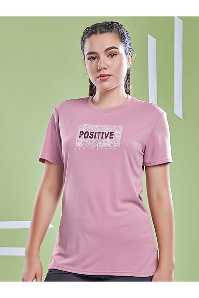 Technosport By Styli Graphic Print Crew Neck Short Sleeve Top
