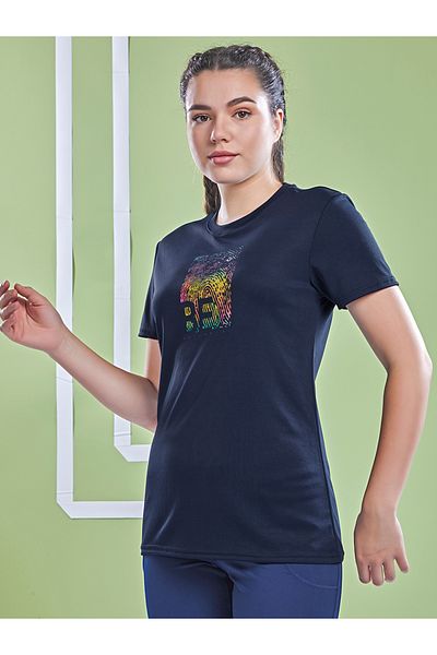 Technosport By Styli Graphic Print Crew Neck Short Sleeve Top