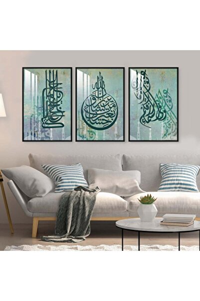 4gdran ثلاث لوحات جدارية خشبية مع برواز خشبي اسود و طبقة من الاكريلك الشفاف