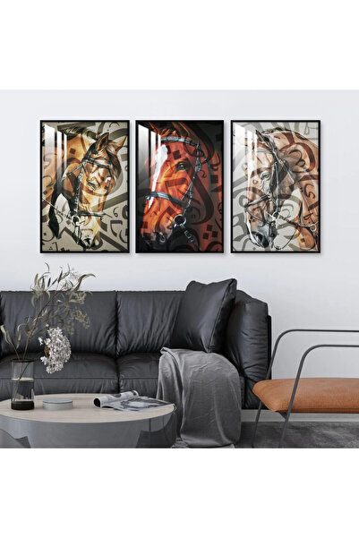 4gdran ثلاث لوحات جدارية خشبية مع برواز خشبي اسود و طبقة من الاكريلك الشفاف