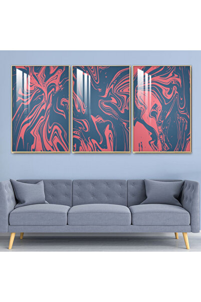 SND ثلاث لوحات جدارية خشبية مع برواز خشبي فضي و طبقة من الاكريلك الشفاف