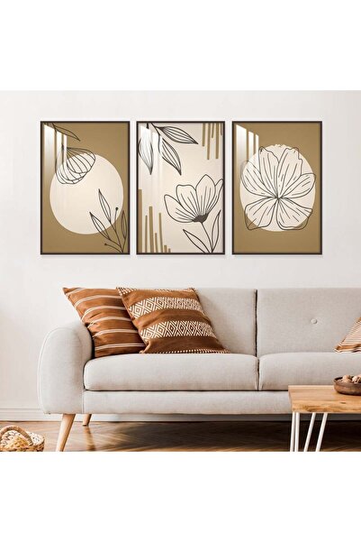 Marktna ثلاث لوحات جدارية خشبية بتصميم الفن البوهيمي مع برواز خشبي بني و طبقة...