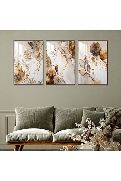 4gdran ثلاث لوحات جدارية خشبية مع برواز خشبي بني و طبقة من الاكريلك الشفاف