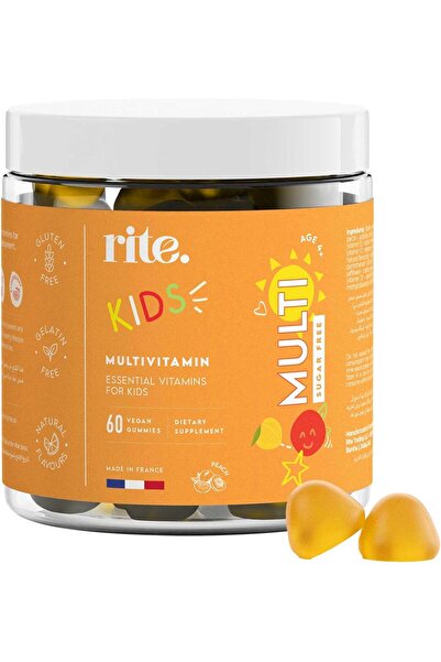 Ritte KIDS Sugar-free Vitamin Gummies - Multivitamins B, C, D & Elderberry, 60 Vegan Gummies (Peach)