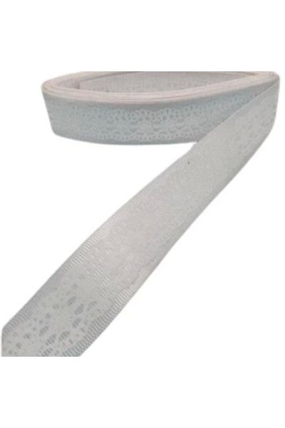 ATAMARKET Taffeta Lace Look Ribbon Gray 25 mm 10 Meters