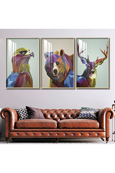 4gdran ثلاث لوحات جدارية خشبية مع برواز خشبي شامبين و طبقة من الاكريلك الشفاف