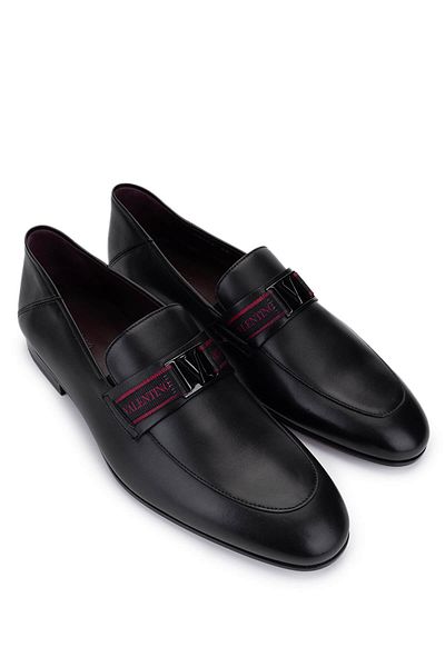 Valentino Men's Genuine Leather Black Loafer Shoes