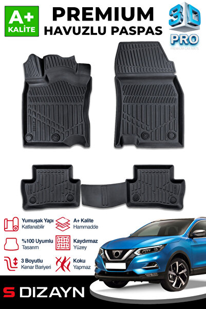 S Dizayn S-Dizayn Nissan Qashqai 3D Pro Havuzlu Paspas 2013-2021 A+ Kalite 3DS-SDZ267