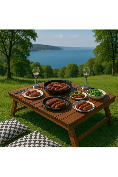 Industrial Living Kamp - Piknik - Balkon - Bahçe - Yemek Masası - Ceviz Renk ...