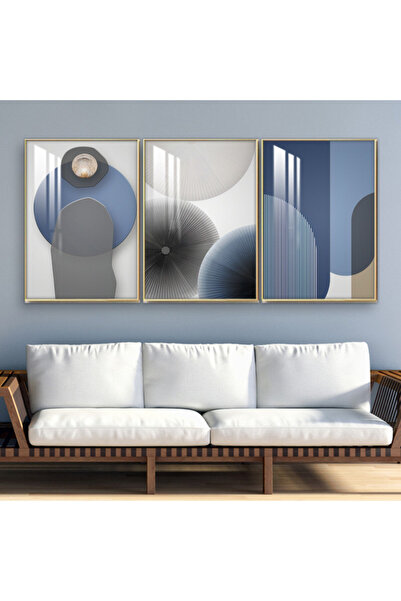 Marktna ثلاث لوحات جدارية خشبية مع برواز خشبي فضي و طبقة من الاكريلك الشفاف