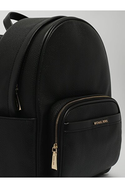 Michael Kors Women's Plain Leather Small Pocket Zipper Closure Adjustable Strap Black Backpack 30S4G8Xb2L-Black