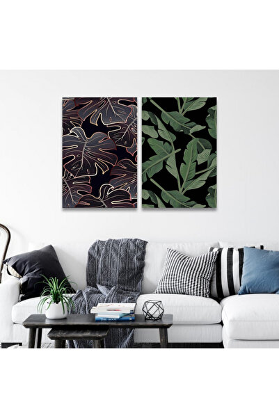 Marktna لوحة قماشية ثنائية بتصميم طبيعة مع برواز شامبين مجوف