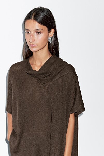 Massimo Dutti Atkılı triko pelerin