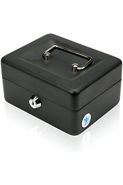rexa Portable Steel Cash Safe Box Petty Cash Tin Lockable Cash Money Safe Security Box 15 x 12 x 8cm