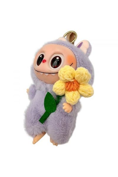 BaoBao Labubu Plus 18cm with Flower – Fluffy Plush Toy, Pastel Colors