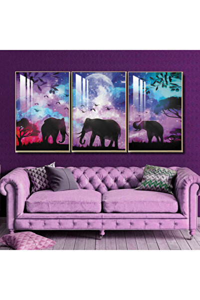 SND ثلاث لوحات جدارية خشبية مع برواز خشبي فضي و طبقة من الاكريلك الشفاف