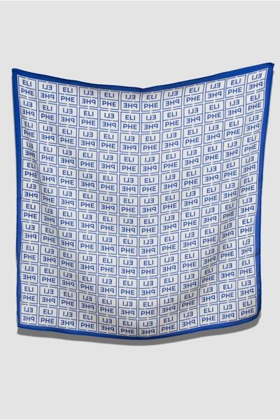 Monogram Desenli Premium Mavi Fular