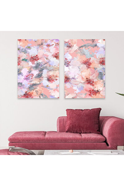 4gdran لوحة قماشية ثنائية بتصميم وردة مع برواز شامبين مجوف