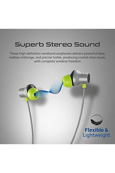 Promate Bluetooth Neckband Earphones, High-Fidelity Active Noise Cancelling with Sweat and Rain Resi