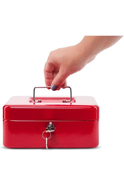 rexa Portable Steel Cash Safe Box Petty Cash Tin Lockable Cash Money Safe Security Box 15 x 12 x 8cm