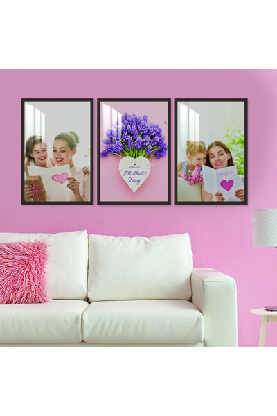 SND ثلاث لوحات جدارية خشبية مع برواز خشبي شامبين و طبقة من الاكريلك الشفاف