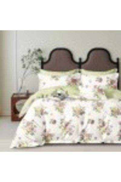 Pucioasa Double Percale Sheet Set with Roses, 100% Cotton, Duvet Cover 200x230cm, PRC189
