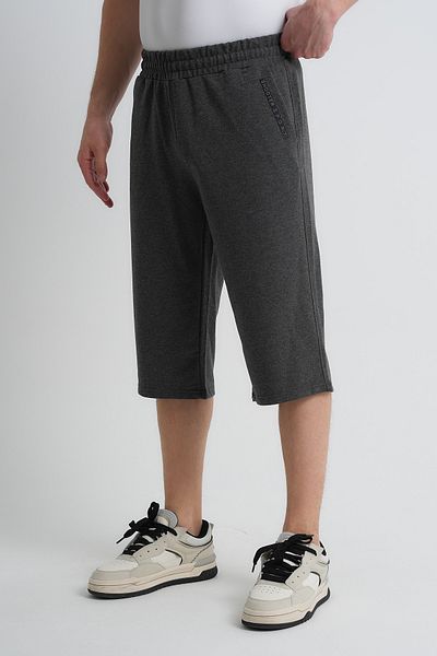 Shooter Sportswear Men's Summer Capri Anthracite Comfortable Fit Side Pockets Adjustable Elastic Waist with Embroidery Detail