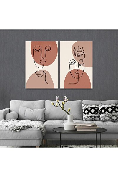 Marktna لوحة قماشية ثنائية بتصميم الفن البوهيمي مع برواز خشبي مخفي