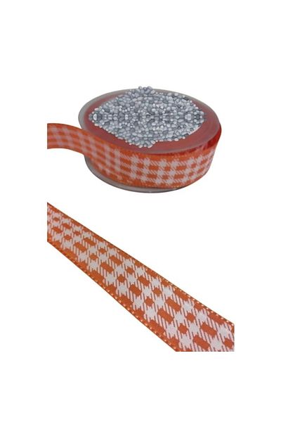 Skygo Taffeta Plaid Ribbon 25 mm Orange 1 Meter