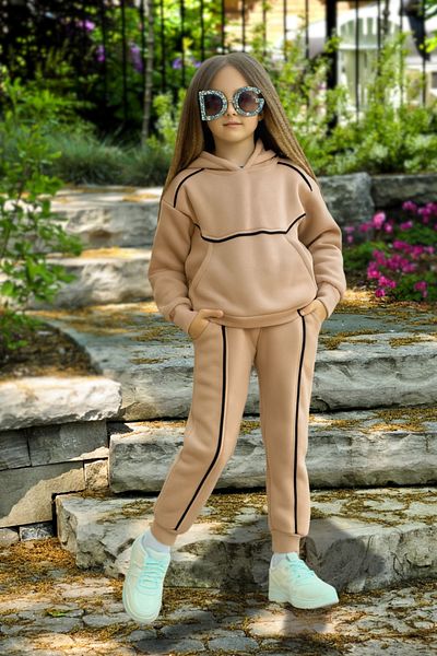 Fox Moda Girl's Hundred Percent Cotton Hooded Double Bottom Top Set