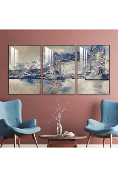 SND ثلاث لوحات جدارية خشبية مع برواز خشبي فضي و طبقة من الاكريلك الشفاف