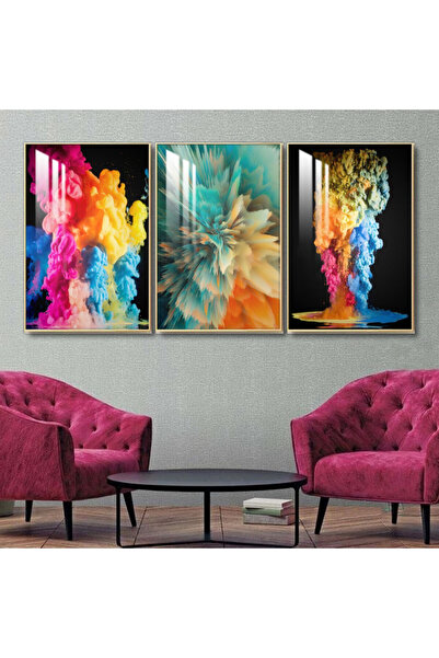 4gdran ثلاث لوحات جدارية خشبية مع برواز خشبي شامبين و طبقة من الاكريلك الشفاف